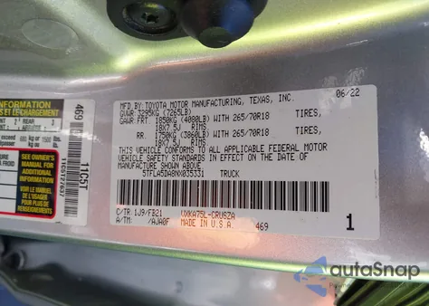 2022 Toyota Tundra Sr5 from USA, damaged, VIN 5TFLA5DA8NX035331